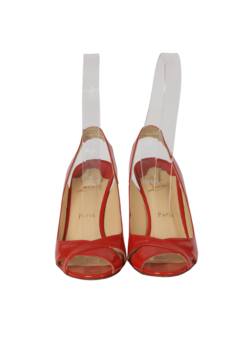 PATENT LEATHER SLINGBACK PUMPS 38