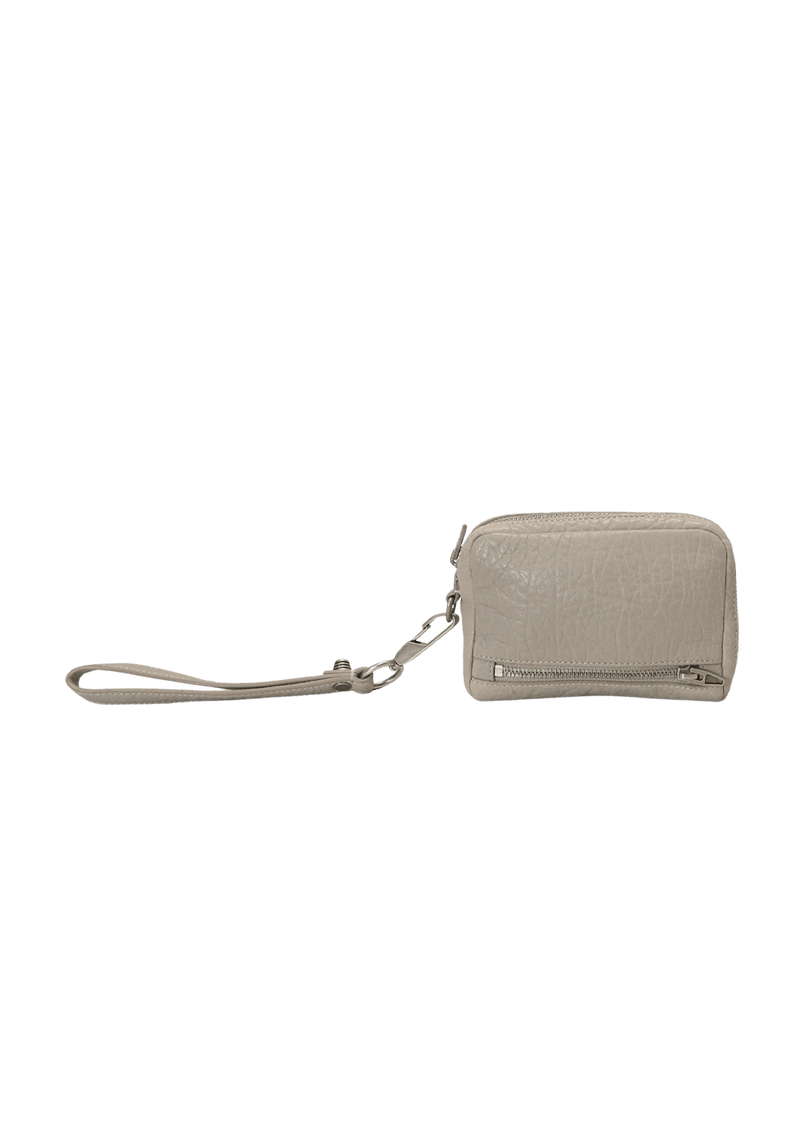 LEATHER FRONT ZIP CLUTCH