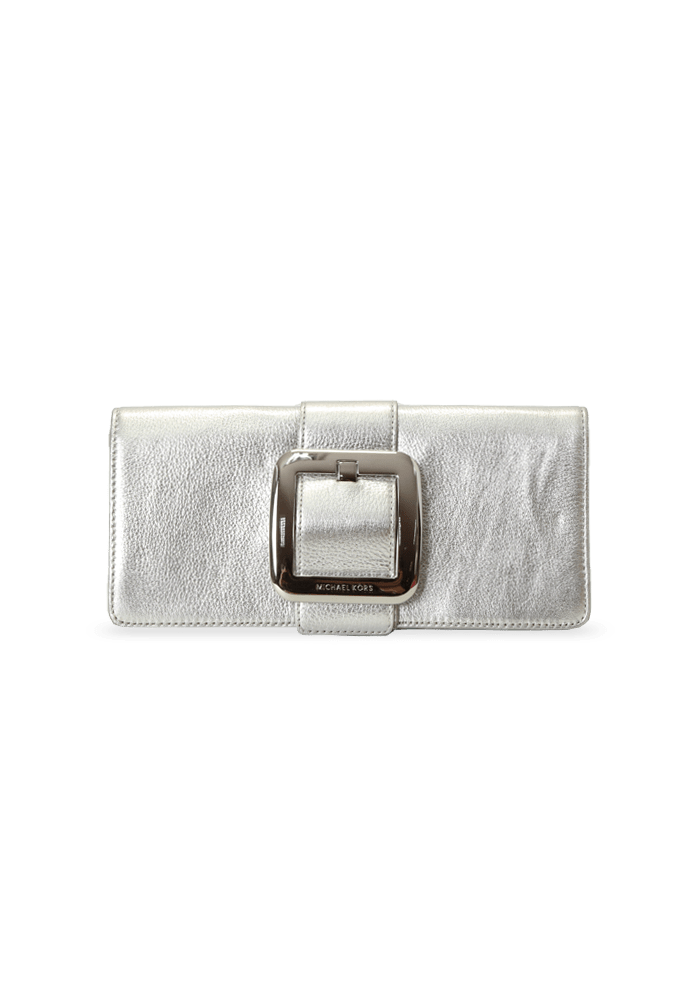 METTALIC BUCKLE CLUTCH BAG