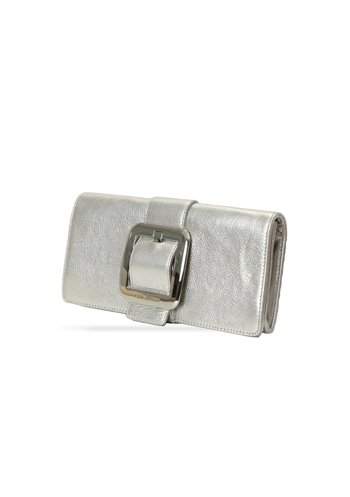 METTALIC BUCKLE CLUTCH BAG