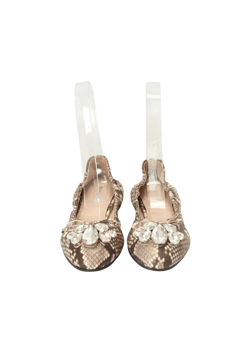 LEATHER CRYSTAL EMBELLISHMENTS BALLET FLATS 35