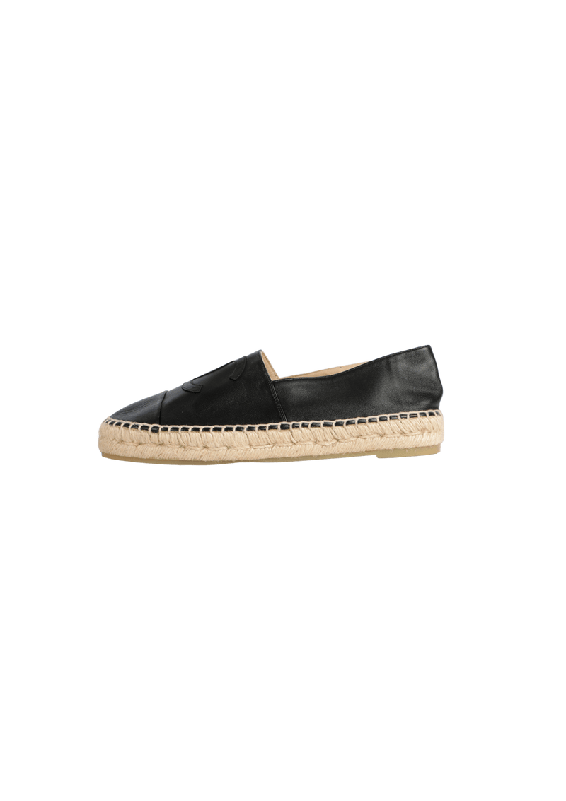 INTERLOCKING CC LOGO LEATHER ESPADRILLES 36