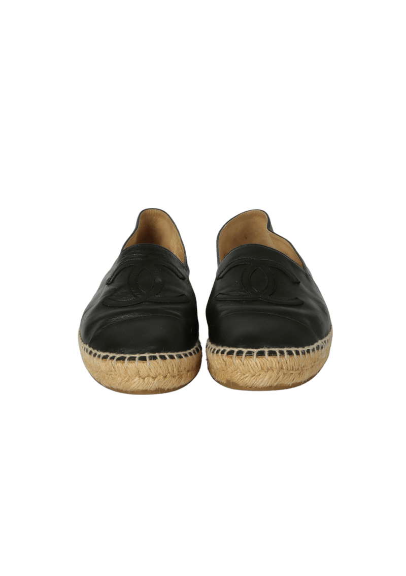 INTERLOCKING CC LOGO LEATHER ESPADRILLES 38