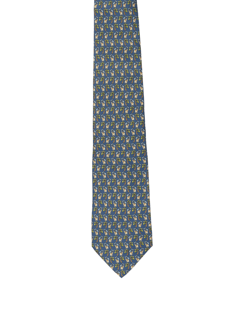 PALM TREE PRINTED SILK TIE