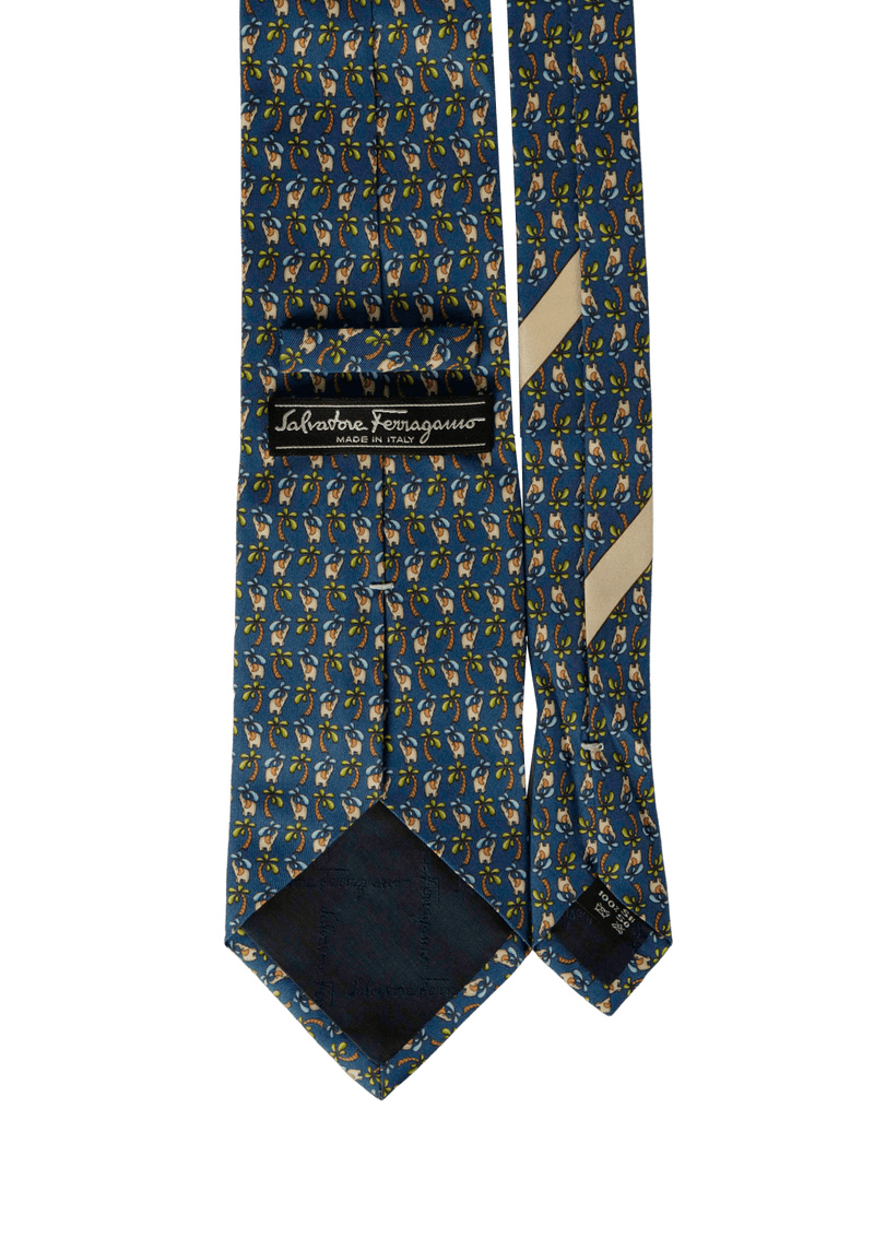 PALM TREE PRINTED SILK TIE