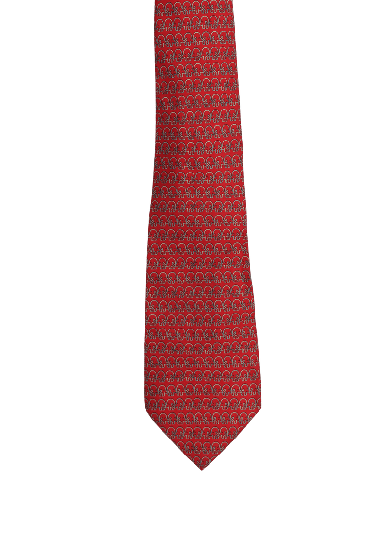 ELEPHANT PATTERN SILK TIE