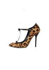 BEVERLY PONYHAIR T-STRAP PUMPS 35.5
