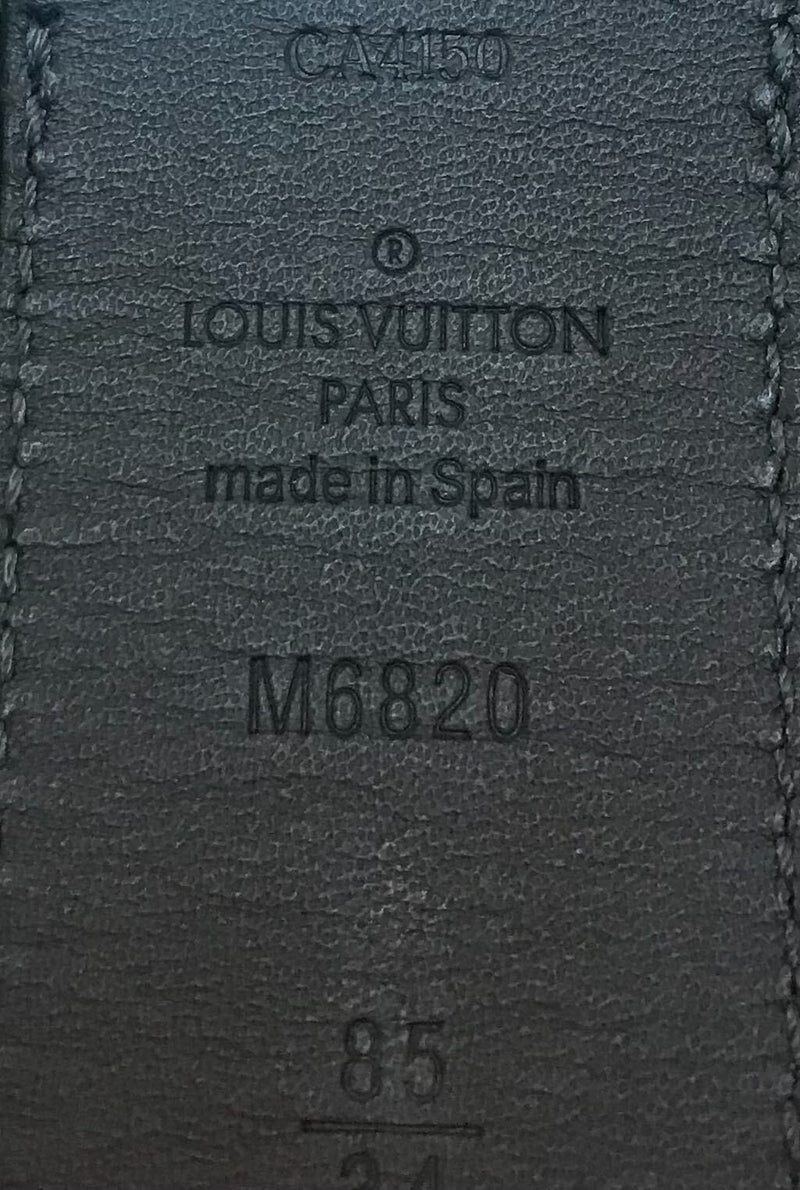 LOUIS VUITTON BLACK DAMIER EMBOSSED INVENTEUR LEATHER BELT