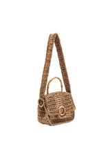 BOLSA BAÚ EM CROCHÊ DE SISAL E PALHA INDIANA METALIZADA