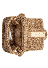 BOLSA BAÚ EM CROCHÊ DE SISAL E PALHA INDIANA METALIZADA