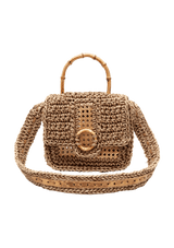 BOLSA BAÚ EM CROCHÊ DE SISAL E PALHA INDIANA METALIZADA