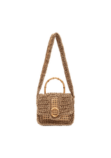 BOLSA BAÚ EM CROCHÊ DE SISAL E PALHA INDIANA METALIZADA