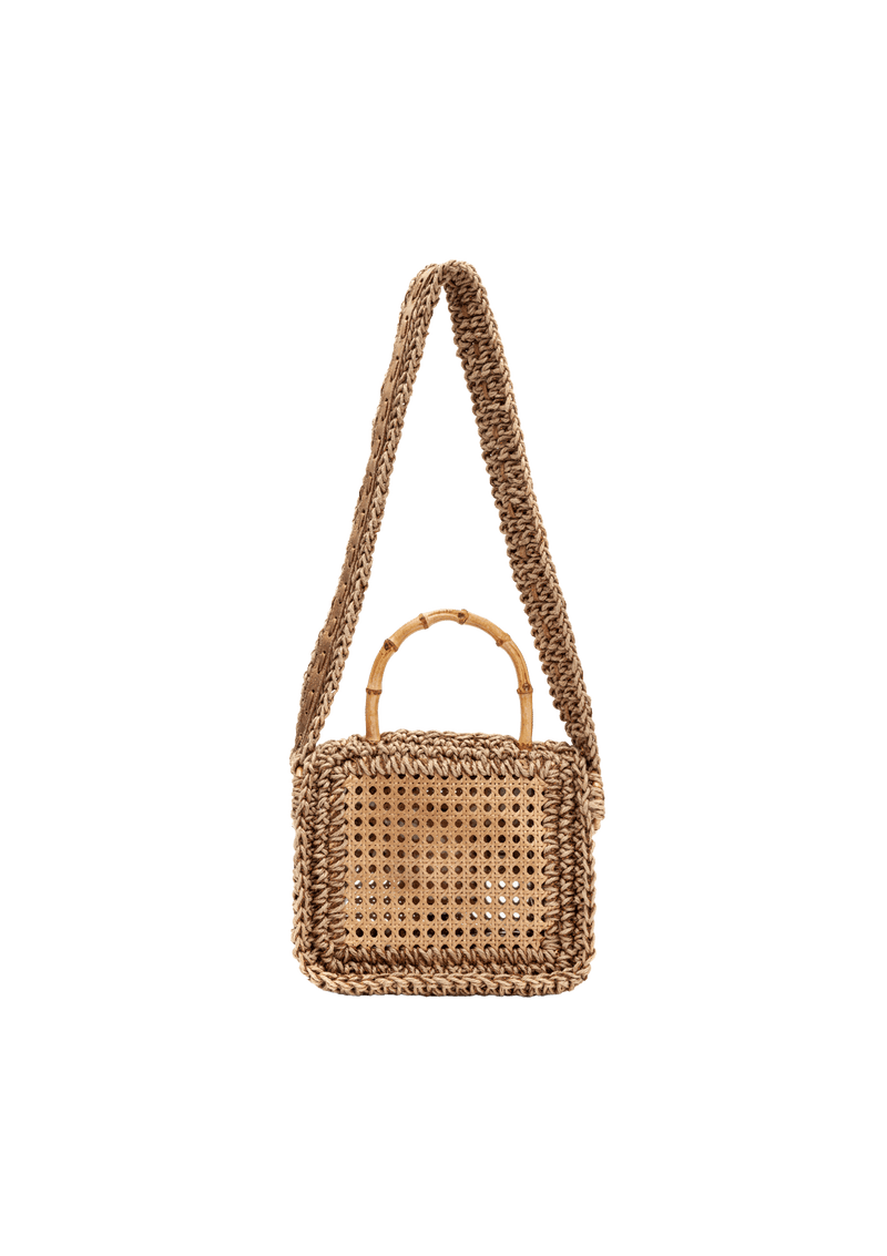 BOLSA BAÚ EM CROCHÊ DE SISAL E PALHA INDIANA METALIZADA