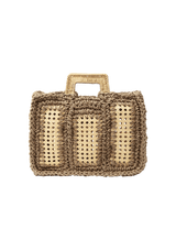 BOLSA EM CROCHÊ DE SISAL E ALÇA DE RATTAN