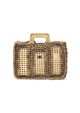 BOLSA EM CROCHÊ DE SISAL E ALÇA DE RATTAN