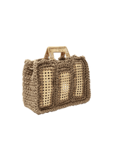 BOLSA EM CROCHÊ DE SISAL E ALÇA DE RATTAN