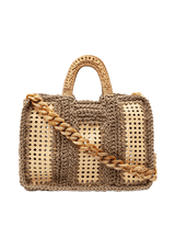 MAXI BOLSA EM CROCHÊ DE SISAL E ALÇA DE RATTAN