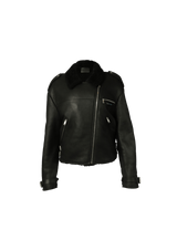 ジャケット・アウター 00s archive biker jacket Pig leather JAQUETA PRADA SHEARLING LEATHER BIKER JACKET 36 PRETO ORIGINAL