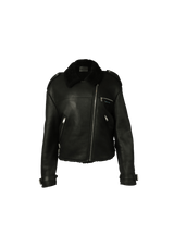 SHEARLING LEATHER BIKER JACKET 36