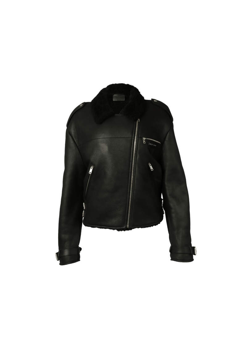 SHEARLING LEATHER BIKER JACKET 36