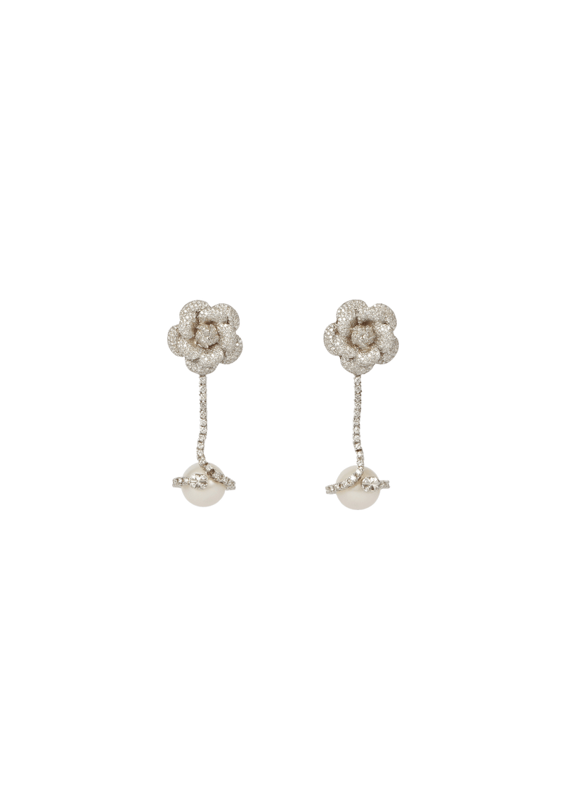 FLOWER PEARL PENDANT 18K EARRINGS