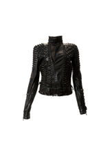 BLACK GOLD STUDDED LEATHER BIKER JACKET 32