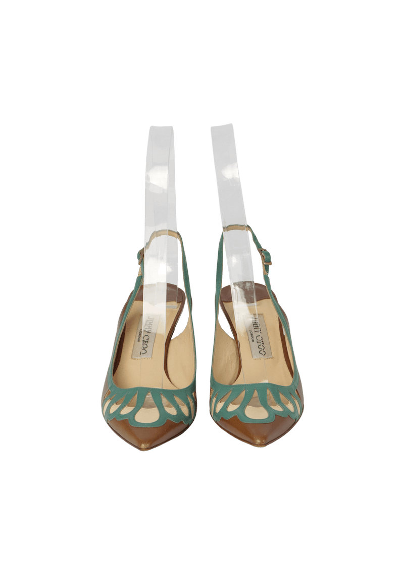 LEATHER SLINGBACK PUMPS 36