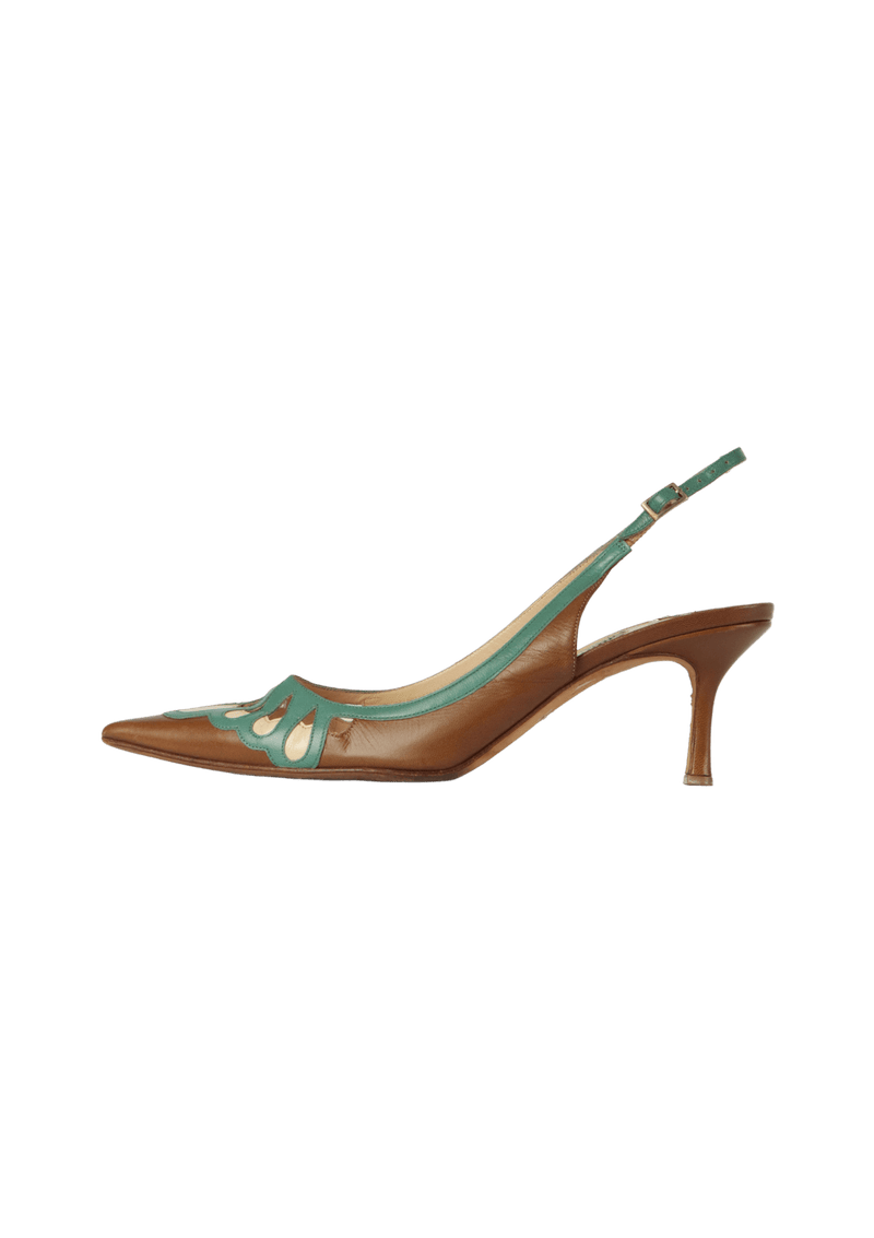 LEATHER SLINGBACK PUMPS 36