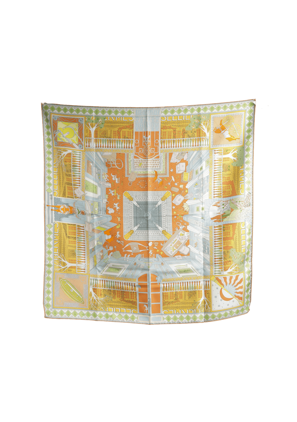 LENÇO HERMÈS CARRÉ 90 OBJETS DE CURIOSITÉ LARANJA ORIGINAL – Gringa
