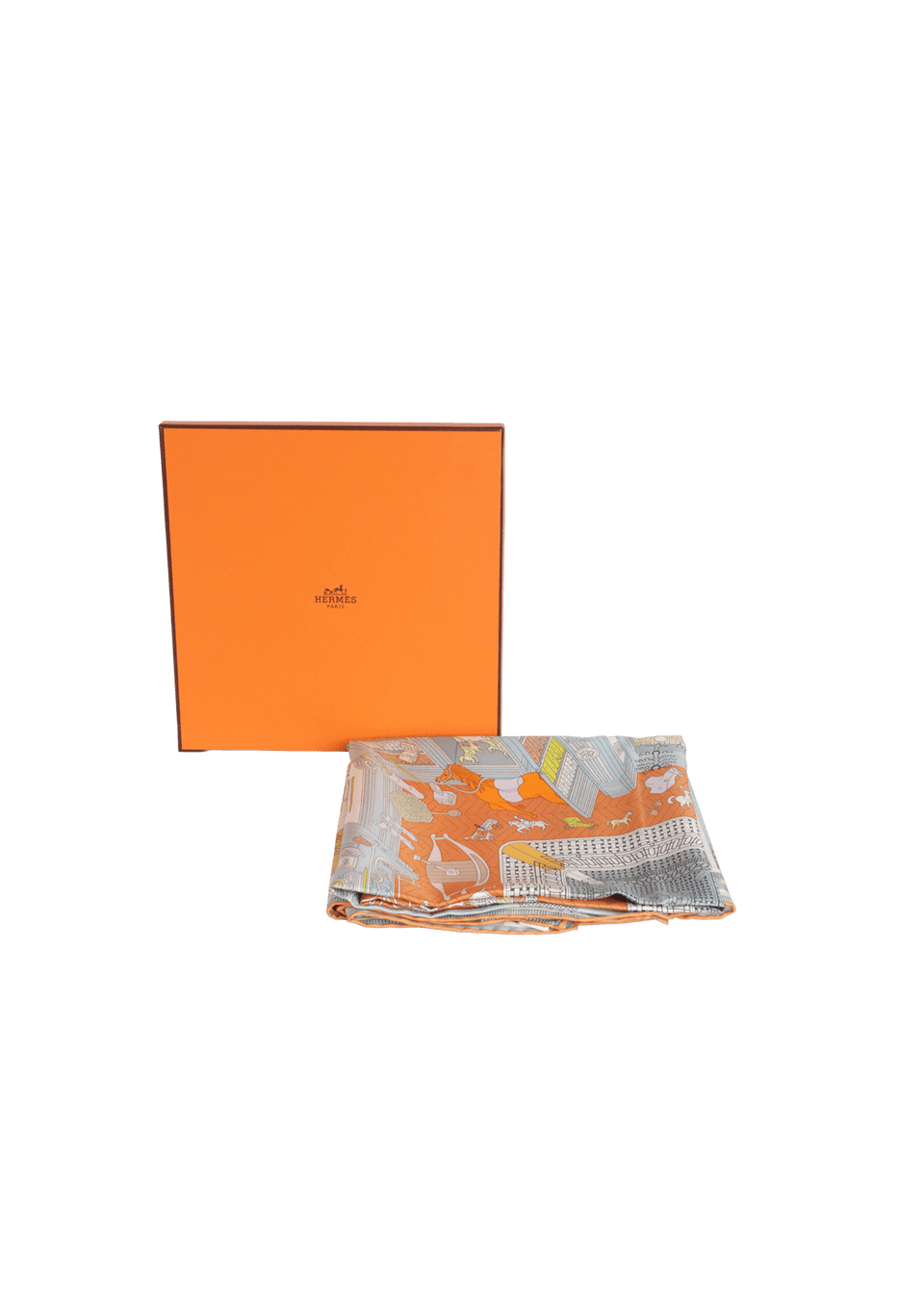 LENÇO HERMÈS CARRÉ 90 OBJETS DE CURIOSITÉ LARANJA ORIGINAL – Gringa