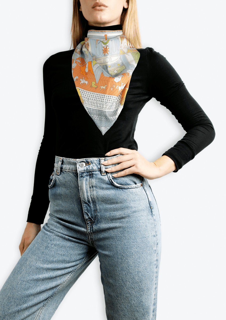 LENÇO HERMÈS CARRÉ 90 OBJETS DE CURIOSITÉ LARANJA ORIGINAL – Gringa