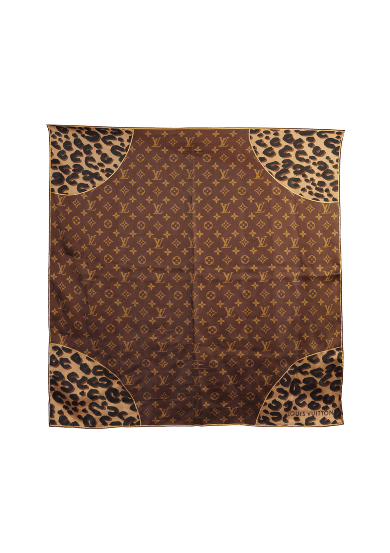 MONOGRAM LEOPARD SILK SCARF