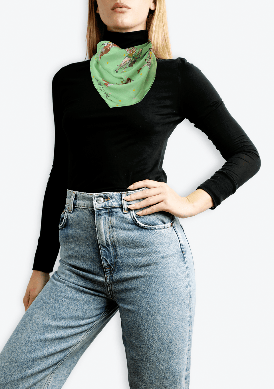 Lenço Hermès Le Parisiennes de Kiraz Silk Scarf Verde Original
