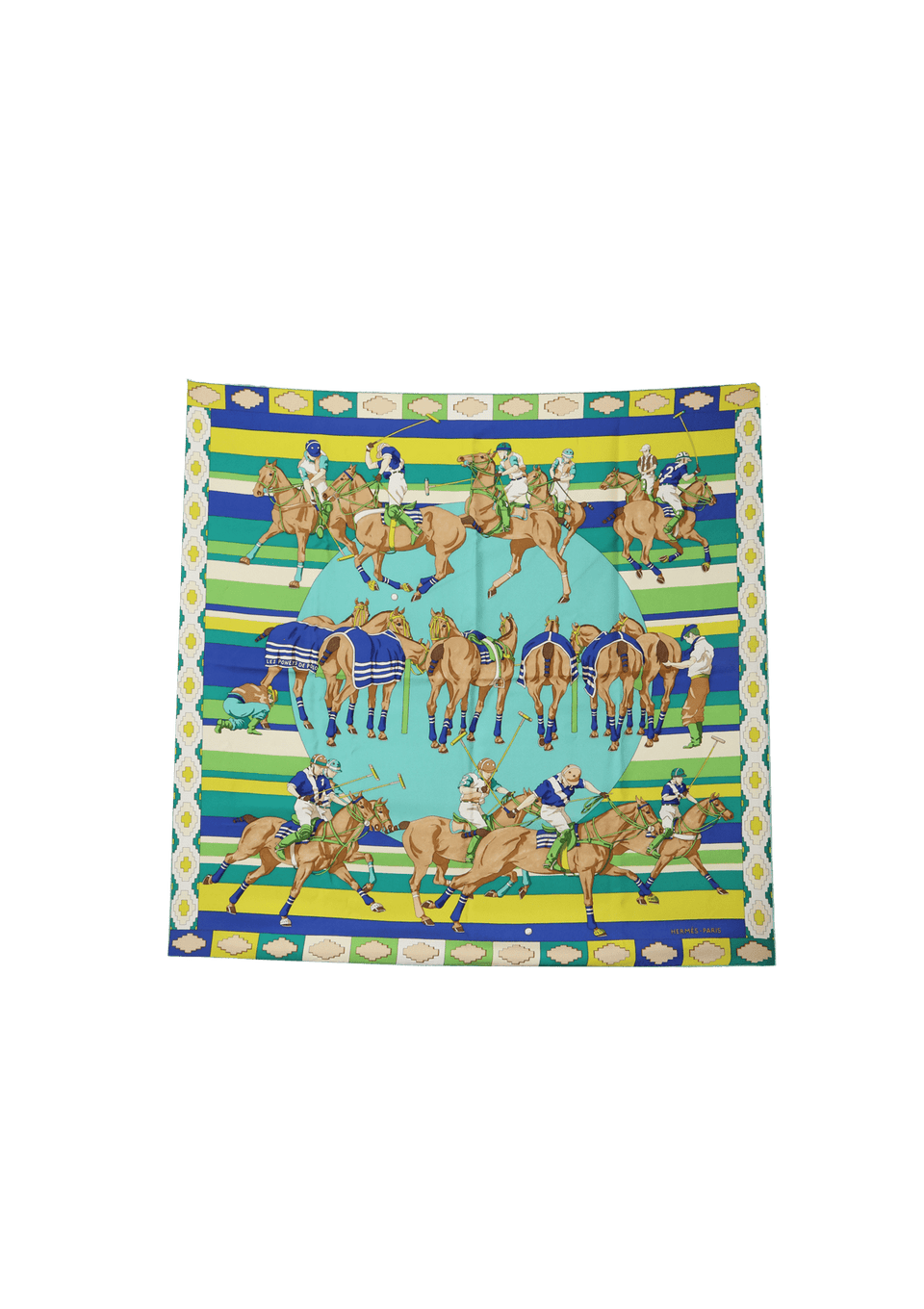 Lenço Hermès Les Poneys De Polo Silk Scarf Verde Original – Gringa