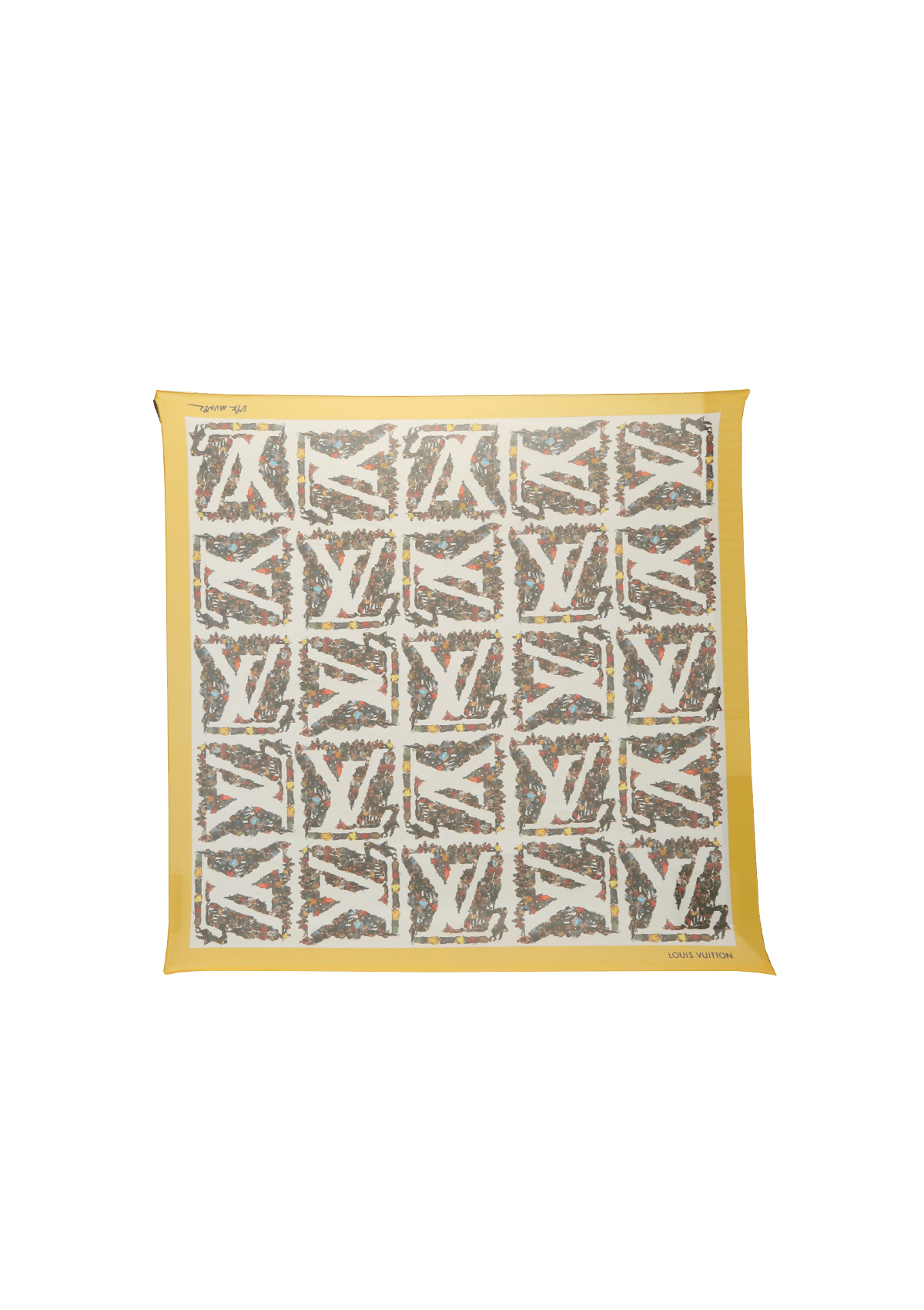 Lenço Louis Vuitton Limited Edition Vik Muniz Silk Printed Scarf