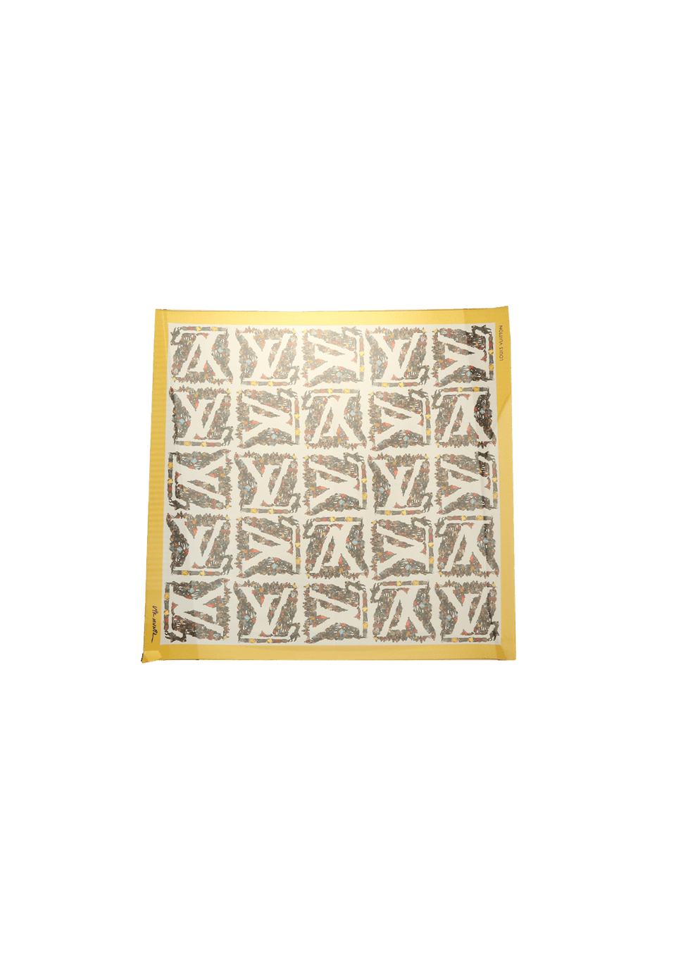 Lenço Louis Vuitton Vik Muniz Silk Printed Scarf Branco Original