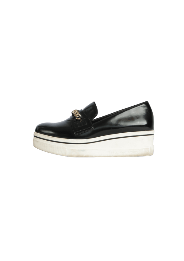 LEATHER CHAIN-LINK LOAFERS 36