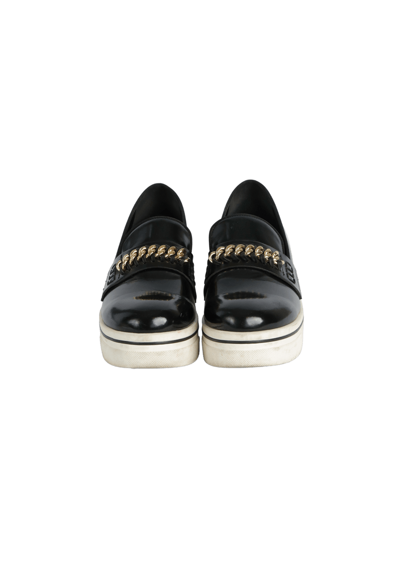 LEATHER CHAIN-LINK LOAFERS 36