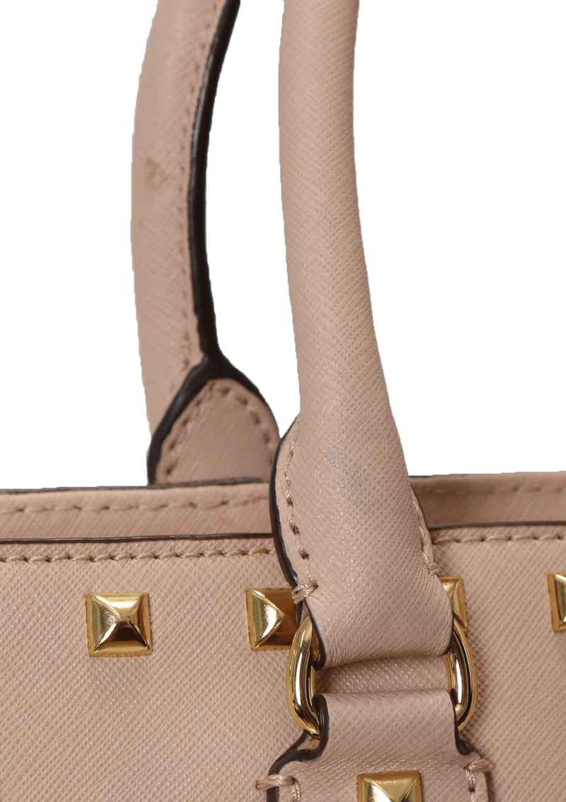 STUDDED SAFFIANO LEATHER