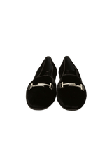 VELVET DOUBLE T SLIP ON LOAFERS 37