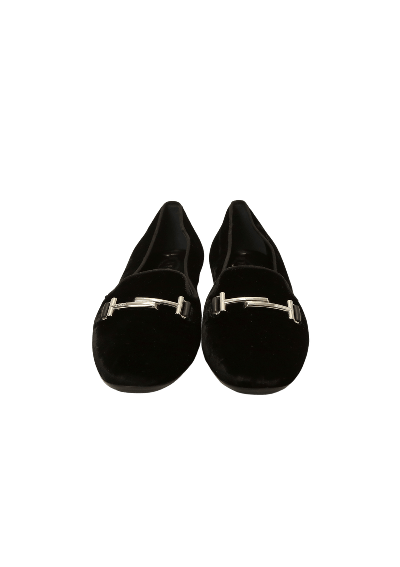 VELVET DOUBLE T SLIP ON LOAFERS 37