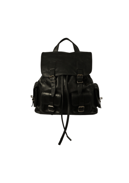 SAINT LAURENT Black Leather Drawstring ROCK SACK Backpack