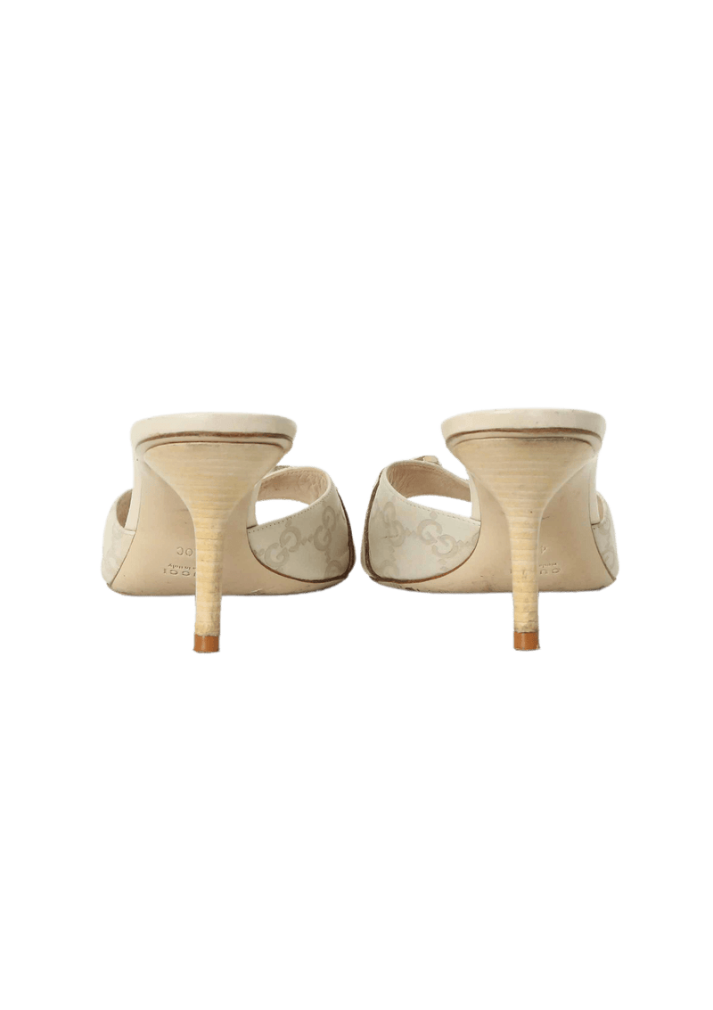 GG CANVAS HORSEBIT OPEN TOE MULES 38