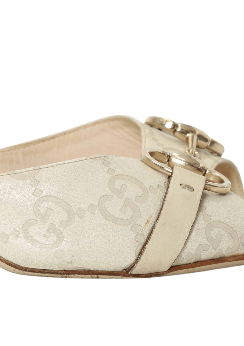 GG CANVAS HORSEBIT OPEN TOE MULES 38