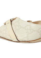 GG CANVAS HORSEBIT OPEN TOE MULES 38