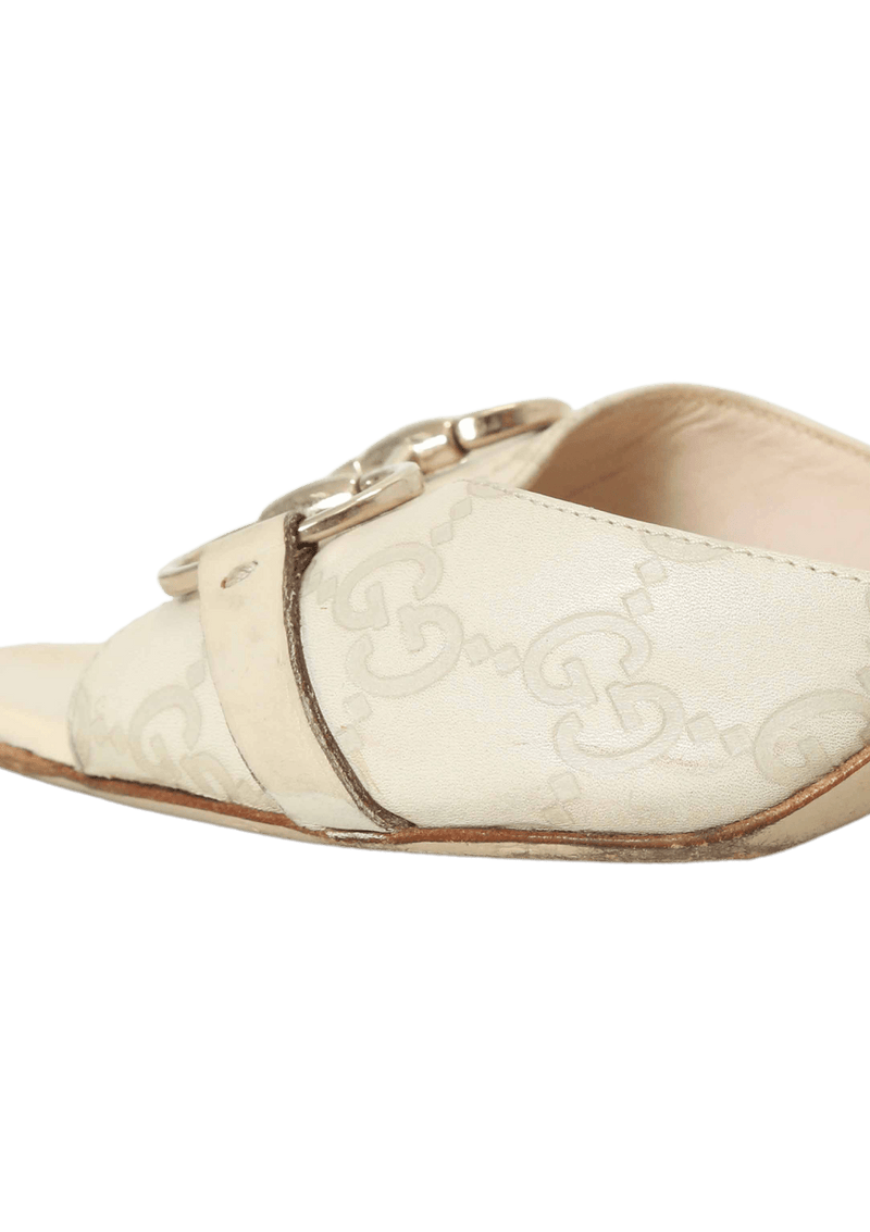 GG CANVAS HORSEBIT OPEN TOE MULES 38