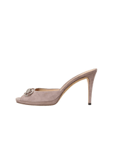 SUEDE HORSEBIT OPEN TOE MULES 38
