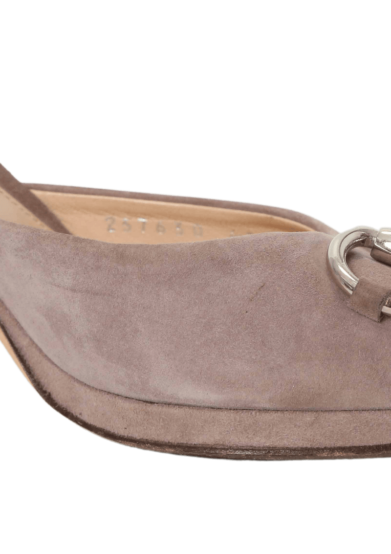 SUEDE HORSEBIT OPEN TOE MULES 38