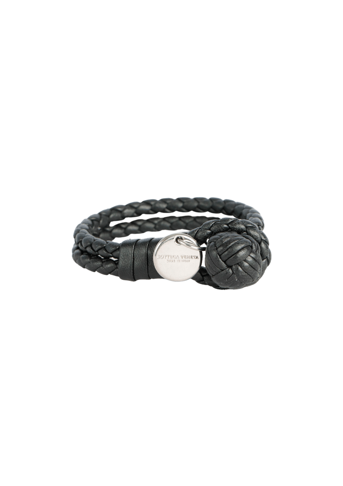 PULSEIRA BOTTEGA VENETA LEATHER INTRECCIATO XS BRACELET PRETO
