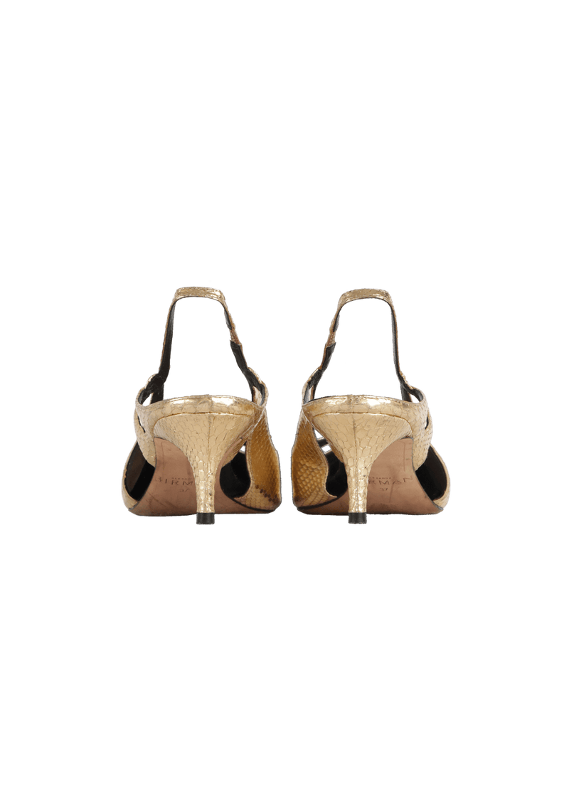 SNAKESKIN SLINGBACK PUMPS 35